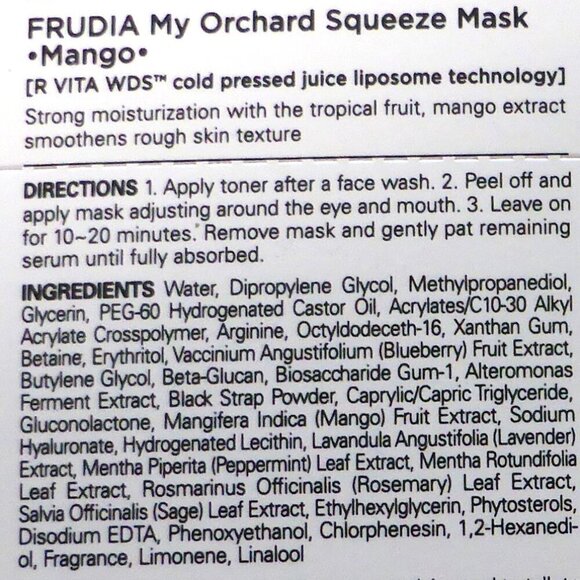 Sale! New! 10 Frudia Sheet Masks - New! Purifying Mango - 10 Juicy Sheet Masks - Picture 9 of 10